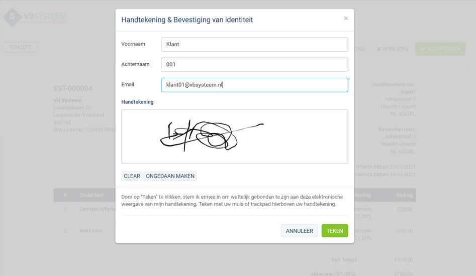 Online <br> getekend